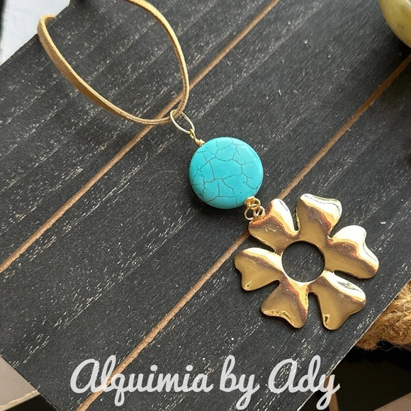 Alquimia Blue and Tan Necklace Elegant Jewelry - Picture 2 of 4